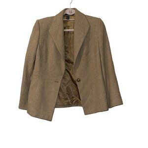 Linda Allard Ellen Tracy Women's Tweed One Button Blazer Wool Blend S 12 Petite